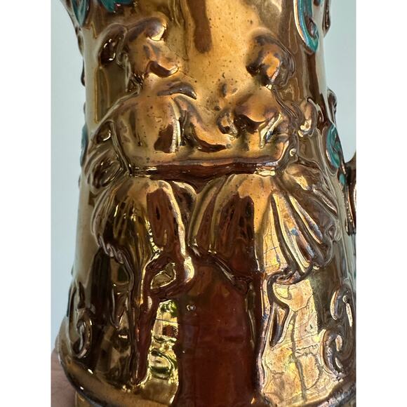 Antique Copper Lustre Luster Lusterware Jug Pitcher 7” England 24K Gold Vintage - Picture 13 of 16